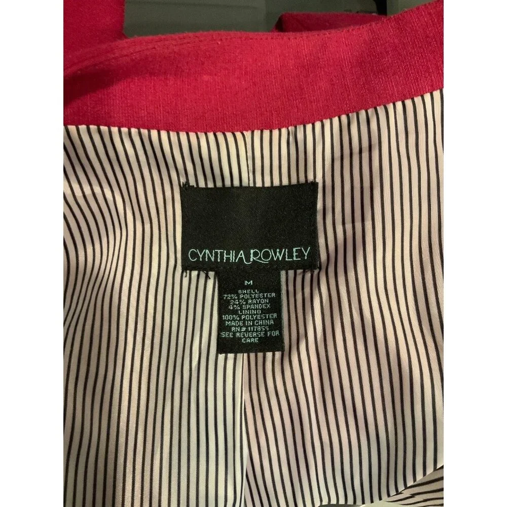 Cynthia Rowley Dark Pink Long Sleeve Jacket Blazer, Size Medium